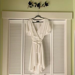 Cap sleeve wrap dress